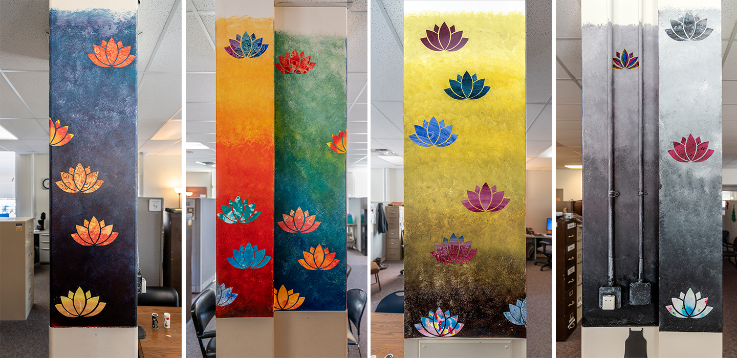 Untitled (colorful  columns inside offices)