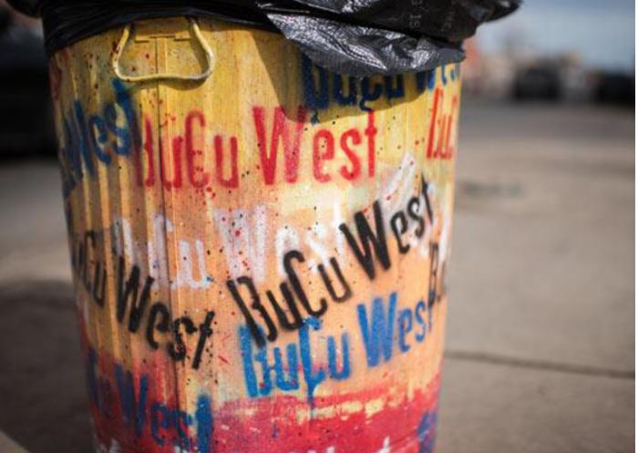 BuCu West Benches and Trash Cans