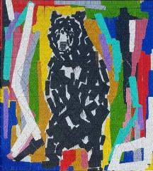Untitled (black bear surrounded by abstract colors). 
