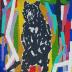 Untitled (black bear surrounded by abstract colors). 