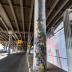 Untitled (colorful concrete columns painted under I-70)