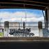 Untitled (two murals - black and white locomotive engine, boy holding a boom box) 