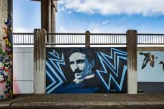 Untitled (portrait of Nikola Tesla in blue)