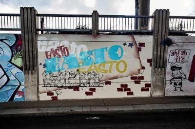 Untitled (mural with the word "Easto" written in different colors and variation)