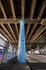 Untitled (blue column with fish)