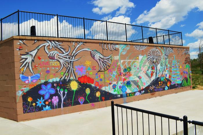 Untitled (colorful summer scenery painted by neighboring youth)