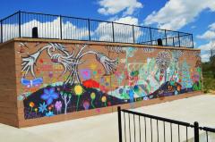 Untitled (colorful summer scenery painted by neighboring youth)