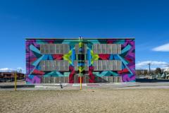 Untitled (colored pattern spanning three stories)